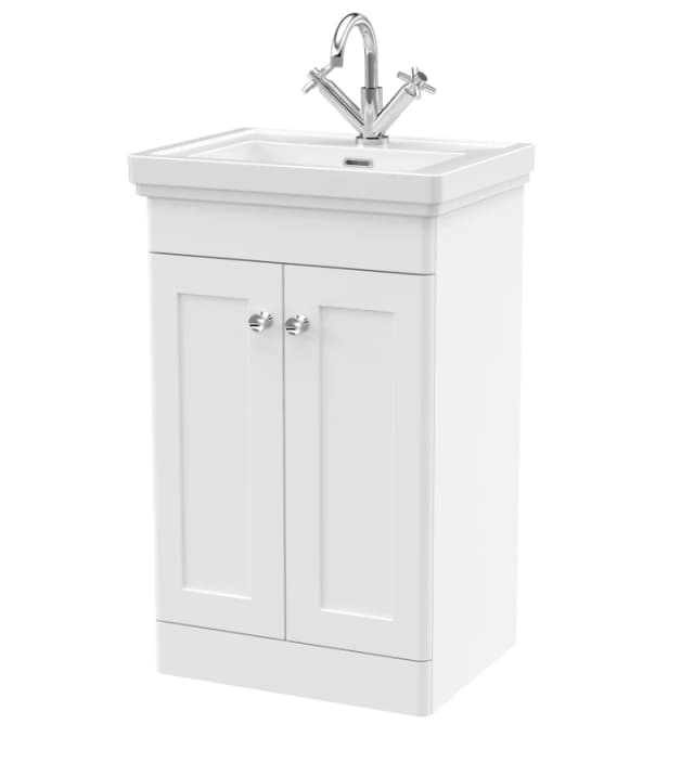 Balterley Floor Standing 2 Door Vanity 1 Tap Hole Fireclay Basin White 500mm White