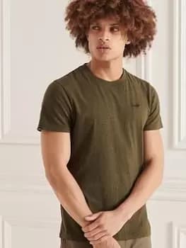 Superdry Vintage Logo Micro Emb Tee, Khaki Size M Men