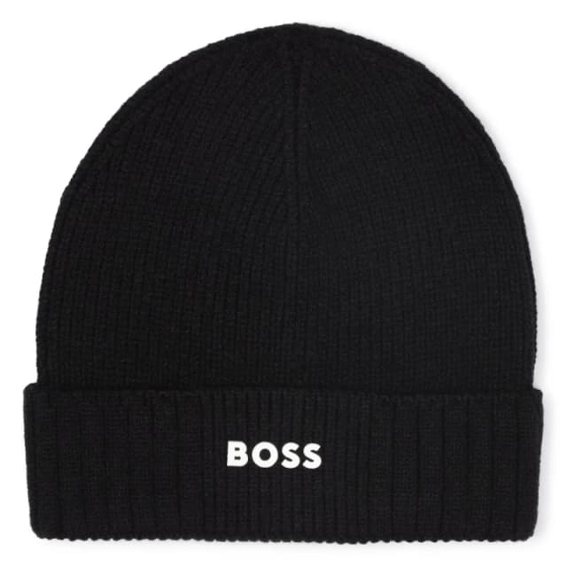 Boss Kids Logo Soft-Touch Knit Beanie Black unisex Infants