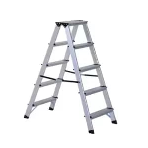 HOMCOM Foldable Aluminum Ladder A-Type Multi-functional Folding Step Platform - Silver