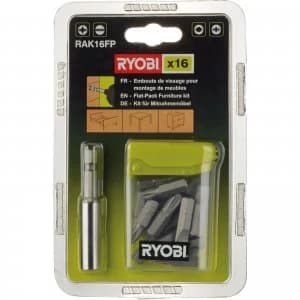 Ryobi 16 Piece Flat Pack Furniture Screwdriver Bit Set