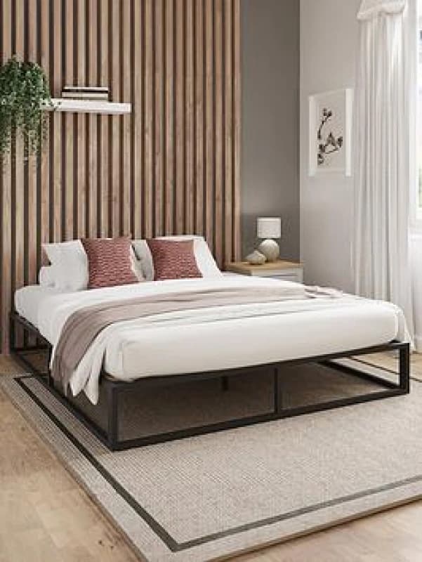 GFW Loft Platform Single Metal Bed & Bonnel Mattress, Black PB090BLSB