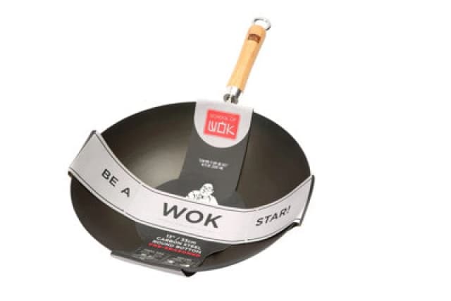 School of Wok 13"/33Cm Round Bottom Pre-Seasoned Carbon Steel Wok