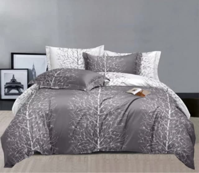 Ezysleep Ezysleep Grey Nature Printed Duvet Set Size: Double Grey Double Unisex 0721545589774