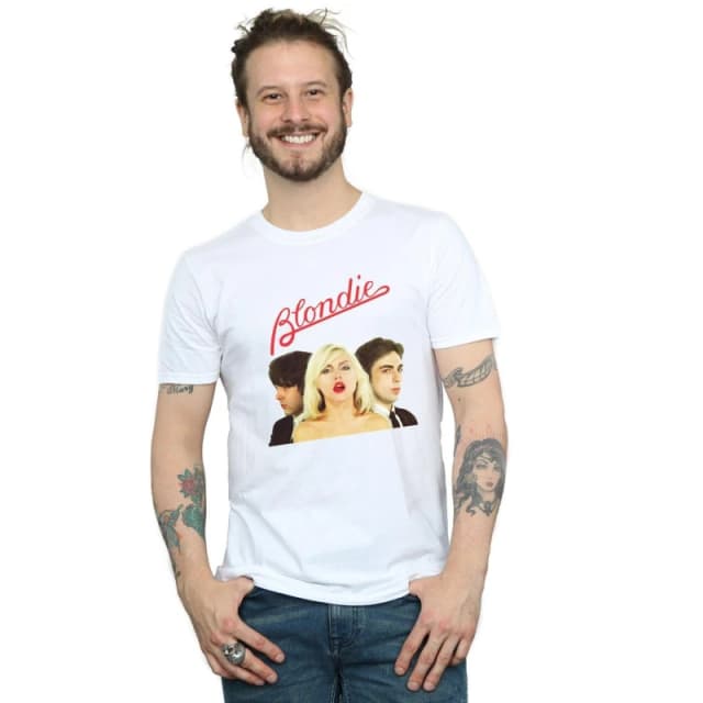 Blondie Blondie Men Band Trio T-Shirt in White Size: Small White S Male 5059114073153