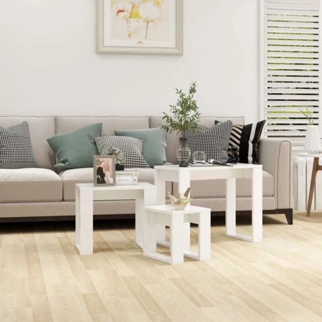 VIDAXL vidaXL Nesting Tables 3 pcs White Engineered Wood 8720286611418