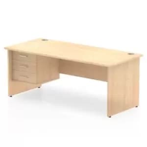 Impulse 1800 Rectangle Panel End Leg Desk MAPLE 1 x 3 Drawer Fixed Ped