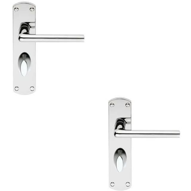 Loops 2x Rounded Straight Bar Handle on Bathroom Backplate 170 x 42mm Polished Chrome Multi