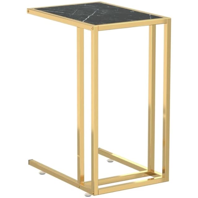 VIDAXL Computer Side Table Black Marble 50x35x65cm Tempered Glass Vidaxl 8720286462447
