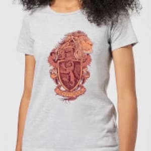 Harry Potter Gryffindor Drawn Crest Womens T-Shirt - Grey - 3XL