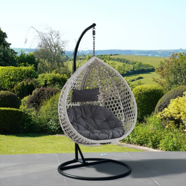 Artemis Home Abingdon Hanging Swing Single Egg Pod Chair in Dark Grey Dark Grey Unisex