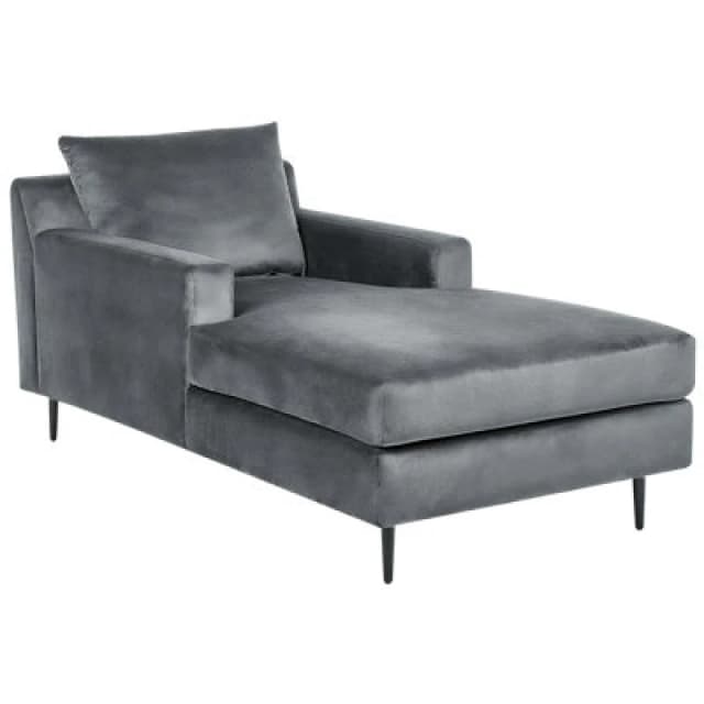 Beliani Chaise Longue Gueret Velvet Grey