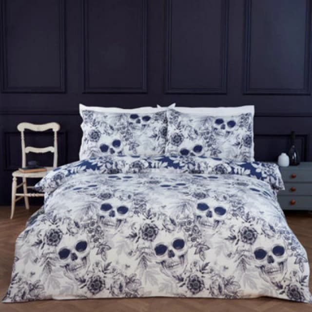 Rapport Home Gothic Skulls White Duvet Cover Set Single Bedding Set