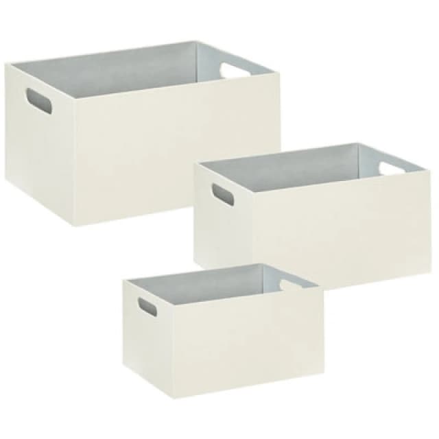 Beliani Set Of 3 Boxes Larsa Faux Leather Beige