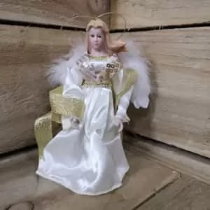 18cm Premier Christmas Tree Top Topper Angel In Ivory