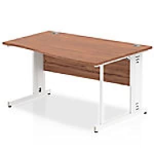 Impulse 1400 Right Hand White Cable Managed Leg Wave Desk Walnut