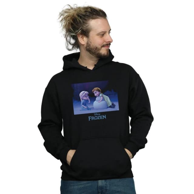Disney Men Frozen Build A Snowman Hoodie in Black Size: Small Black S Male 5059308811387