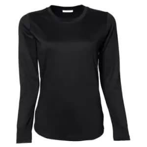 Tee Jays Womens/Ladies Interlock Long Sleeve T-Shirt (2XL) (Black)