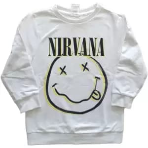 Nirvana - Inverse Smiley Kids 11-12 Years Sweatshirt - White