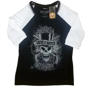 Guns N' Roses - Faded Skull Ladies Large T-Shirt - Black,White