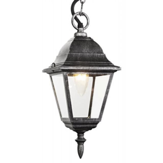 Happy Homewares Black/silver Cast Aluminium Ip44 Outdoor Hanging Lantern
