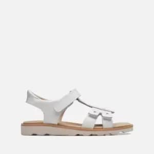 Clarks Kids Crown Beat Patent Sandals - White - UK 10 Kids