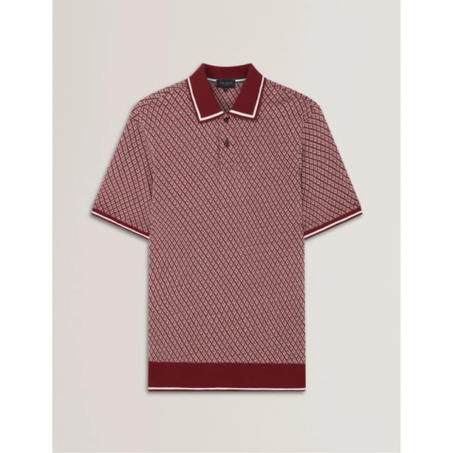 Ted Baker Mens Texture Short Sleeve Polo Shirt Oxblood male M (3)