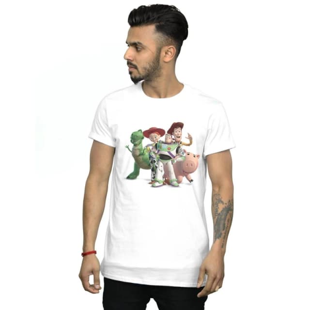 Disney Men Toy Story 4 Group T-Shirt in White Size: Small White S Male 5059308587169