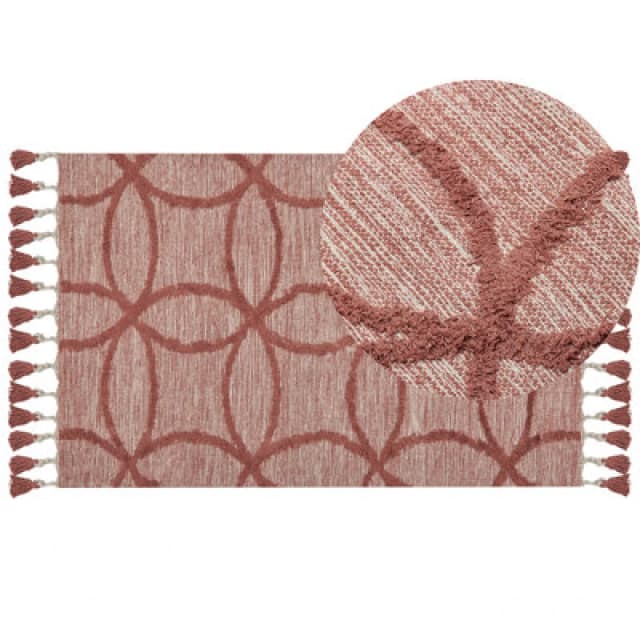 Beliani Rug Kirsehir Red 80 X 150 Cm Cotton