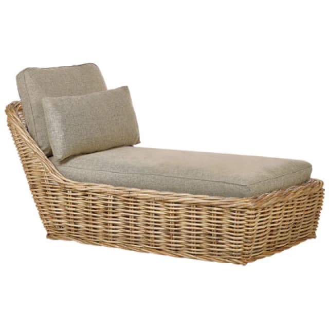 Beliani Sun Lounger With Cushion Belsito Rattan Natural