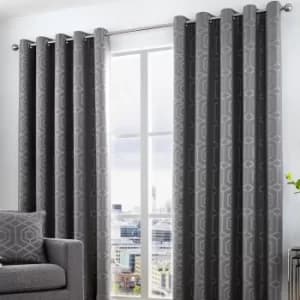 Curtina Camberwell Graphite Eyelet Curtains Graphite (Grey)