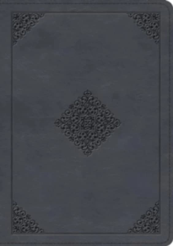 ESV Large Print Wide Margin Bible (Trutone, Slate Blue, Ornament Design). Leather / fine binding. By Esv Bibles Books
