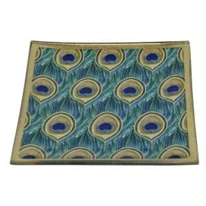 Small Peacock Trinket Dish, 10x10cm.