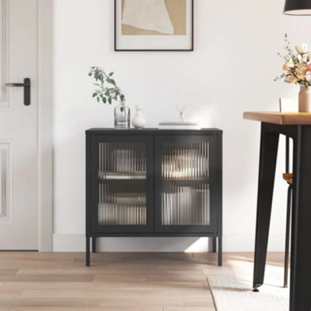VIDAXL Sideboard Black 70x35x70cm Glass and Steel Vidaxl 8720845782320