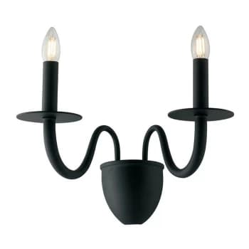 Fan Europe Lighting - Fan Europe ARMSTRONG Twin 2 Light Candle Wall Light Black 45x36x26cm