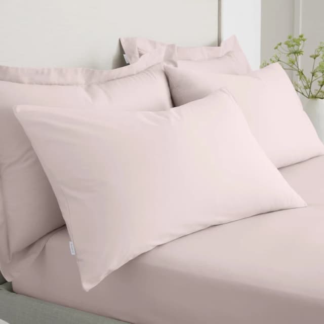 Bianca 200 TC Cotton Percale Standard Pillowcase Pair Blush Pink unisex Standard