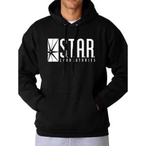 The Flash - Unisex Large Star Labs Logo Full Length Hoodie (Black)