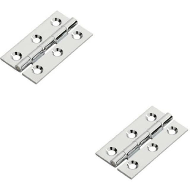 Loops 2x PAIR 50 x 28 x 1.5mm Cabinet Hinge Polished Chrome Small Cupboard Door Multi