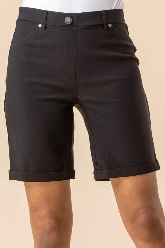 Roman Turn Up Stretch Shorts Black