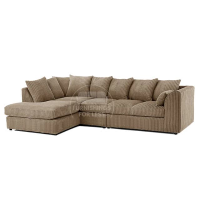 Furnishings For Less UK Luxor Coffee Jumbo Cord Large 5 Seater Corner Sofa Long Left Hand Facing