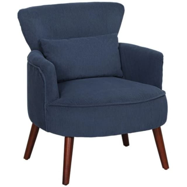 HOMCOM Armchair with Padded Seat and Backrest for Living Room - Blue TJ Hughes 5063603250246