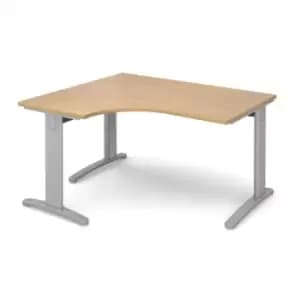 Office Desk Left Hand Corner Desk 1400mm Oak Top With Silver Frame 1200mm Depth TR10 TDEL14SO