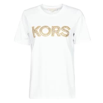 Michael Kors STUDDED CLASSIC TEE womens T shirt in White - Sizes S,L,XS