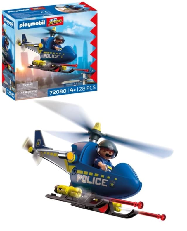 PLAYMOBIL City Action Politiehelikopter Met politieagent draaiende rotors en schietfunctie Eindeloos speelplezier Kinderspeelgoed voor kinderen va