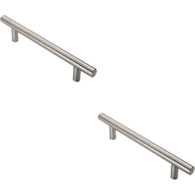 Loops 2x Straight T Bar Pull Handle 775 x 30mm 600mm Fixing Centres Satin Steel Metallics unisex