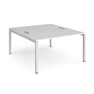 Bench Desk 2 Person Rectangular Desks 1400mm White Tops With White Frames 1600mm Depth Connex