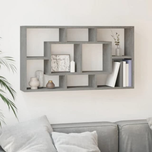 vidaXL Wall Display Shelf 8 Compartments Concrete Grey 342590