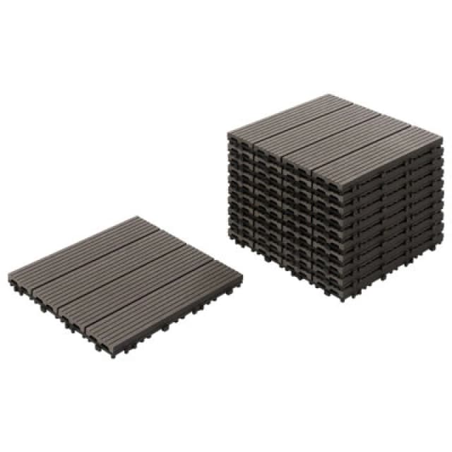 Beliani Outdoor Flooring Ateleta Wood-Plastic Composite (Wpc) Graphite Grey