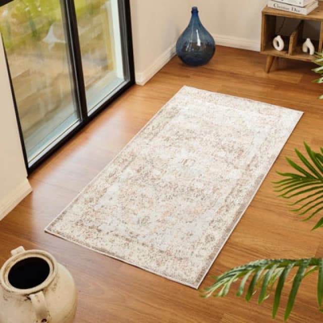Livabliss Machine Washable Oriental Boho Clay/dark Brown Vivian Area Rug 66 X 115cm - Easy Care, Ideal For Living Room & Bedroom