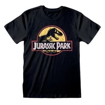 Jurassic Park - Original Logo Distressed Unisex Small T-Shirt - Black